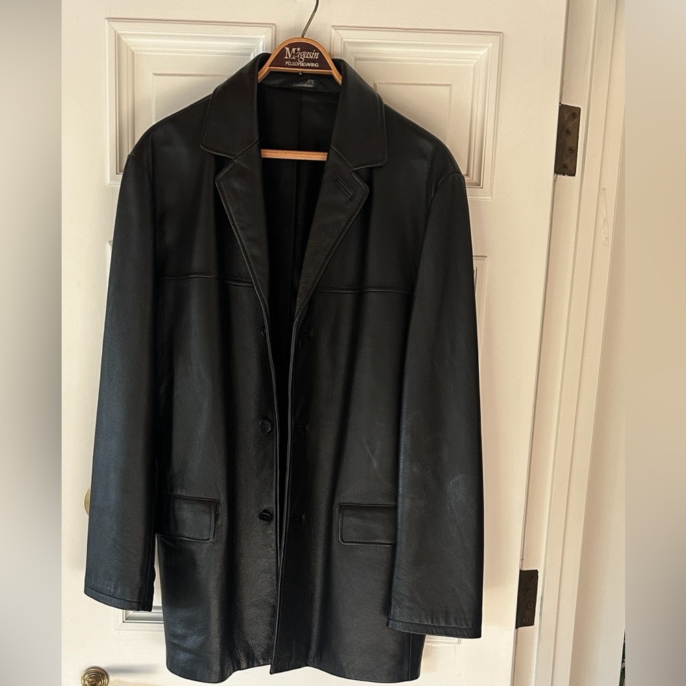 Leather Y2K- Vintage - Men's Black Leather Jacket DKNY - Picture 3 of 16